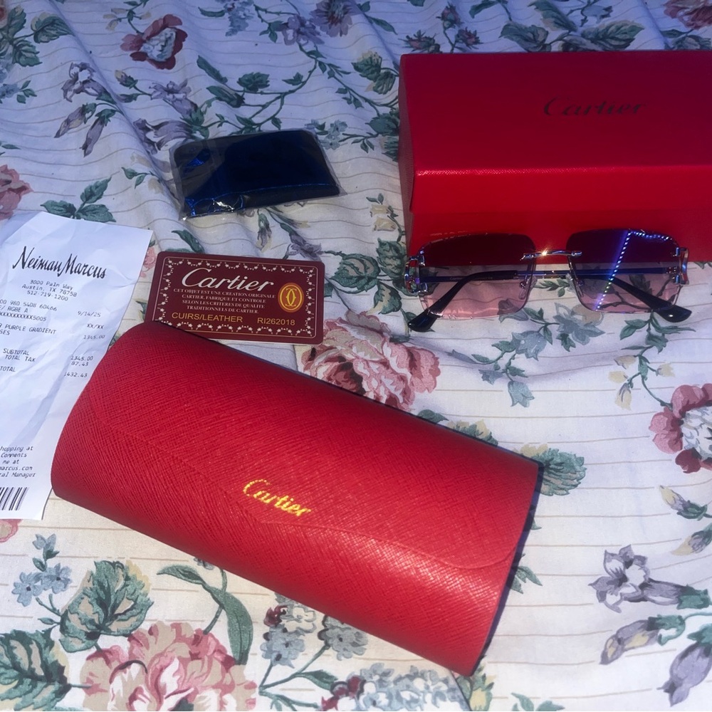 CARTIER PURPLE GRADIENT
SUNGLASSES- Box, Card, Case & Receipt